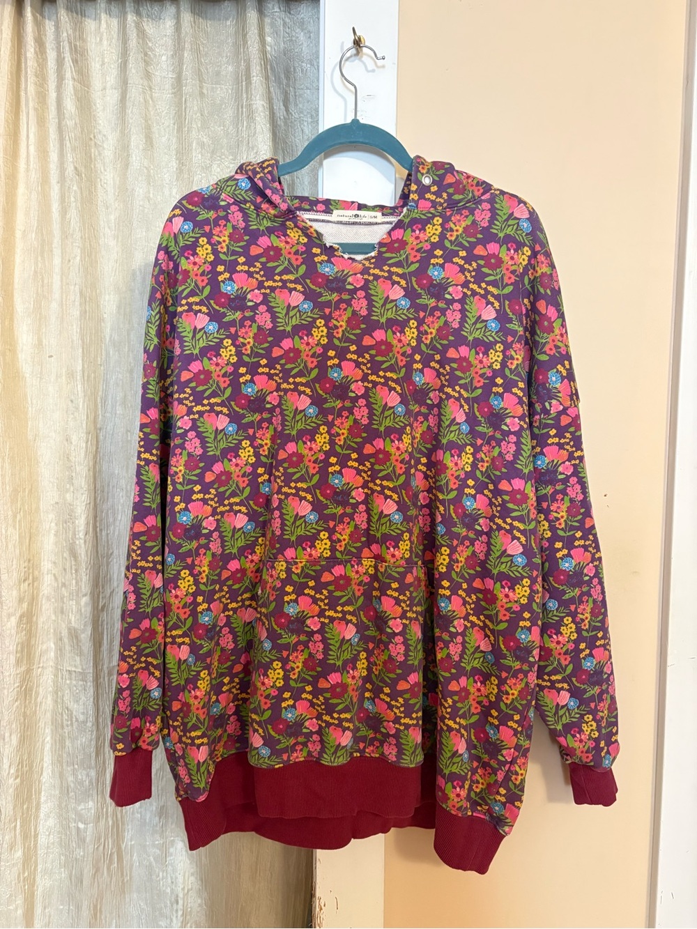 Natural Life Floral Hooded Sweatshirt- Pink Multi